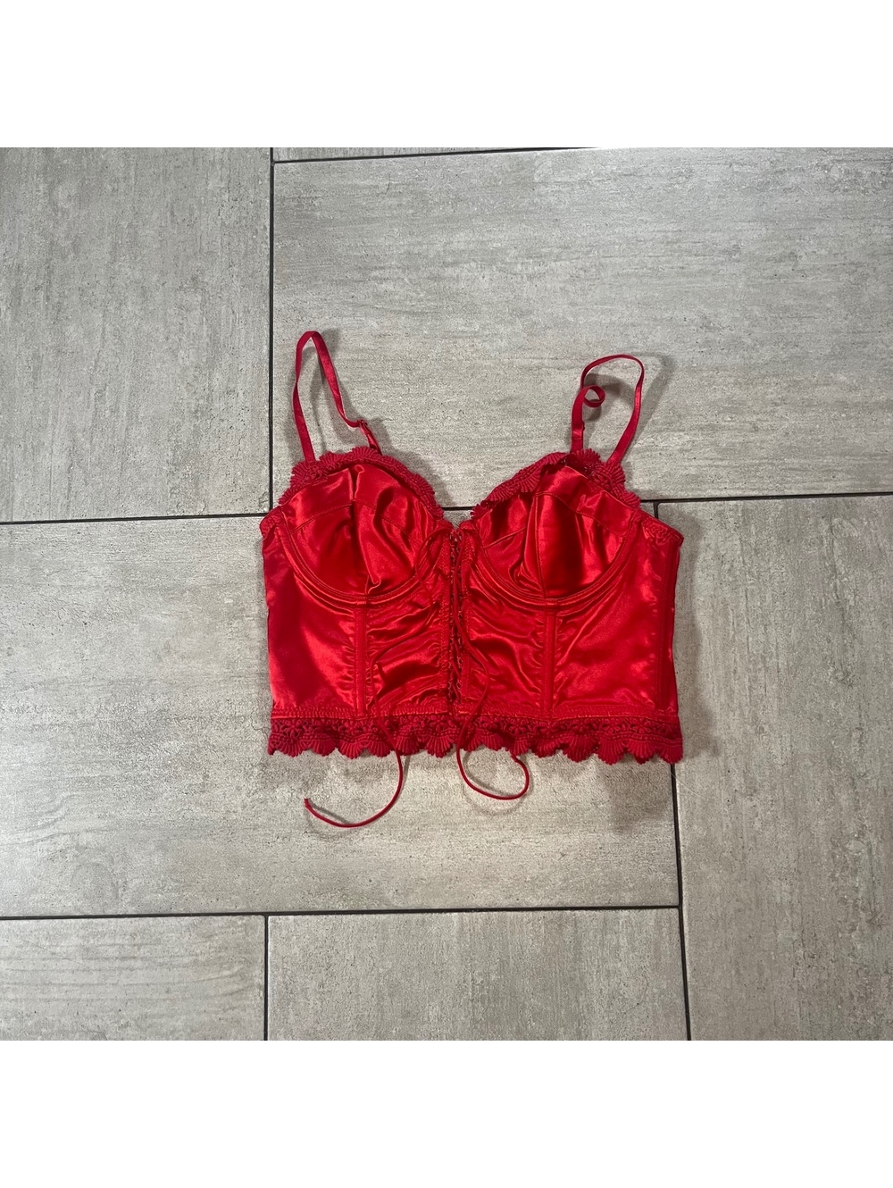 Forever 21 Red Satin Bustier Crop Top